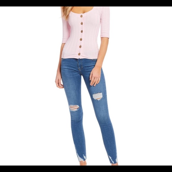 Free people Central Park Cardi elbow top blush - Picture 2 of 7